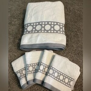 Set Land’s End Premium Supima Cotton Cane Weave Jacquard Border towel & cloths